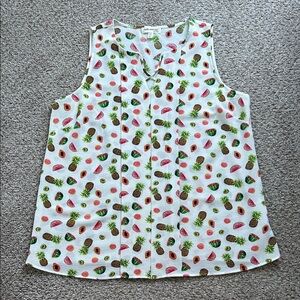 Fruit Print Sleeveless Blouse